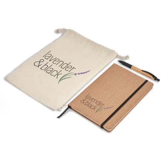 Okiyo Noto Cork & Bamboo Notebook & Pen Set Branded