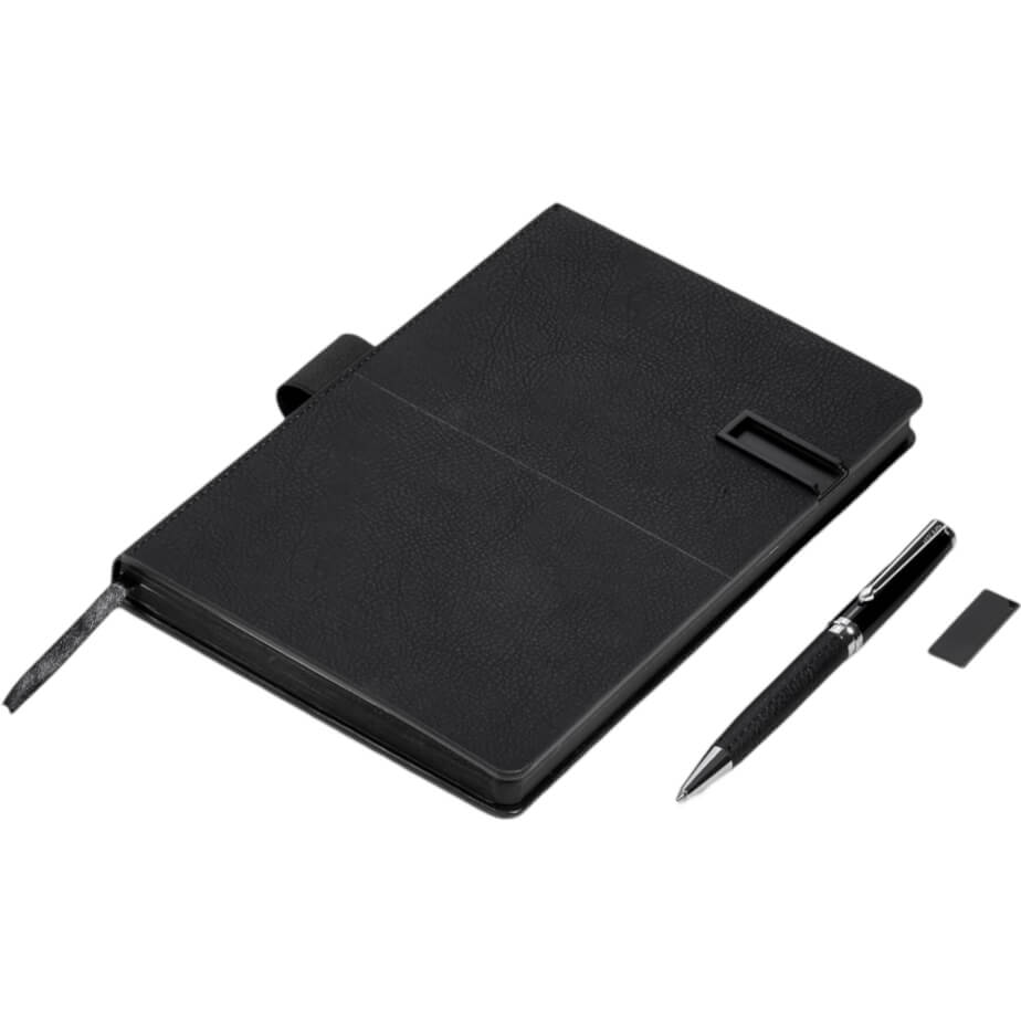 Alex Varga Corinthia Flash Drive Notebook & Pen Set Contents