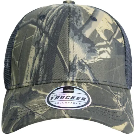 FWRD Trucker Camo Cap Forest Camo-Black Front