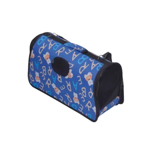 Cat Carrier Bag Medium Blue Close Up