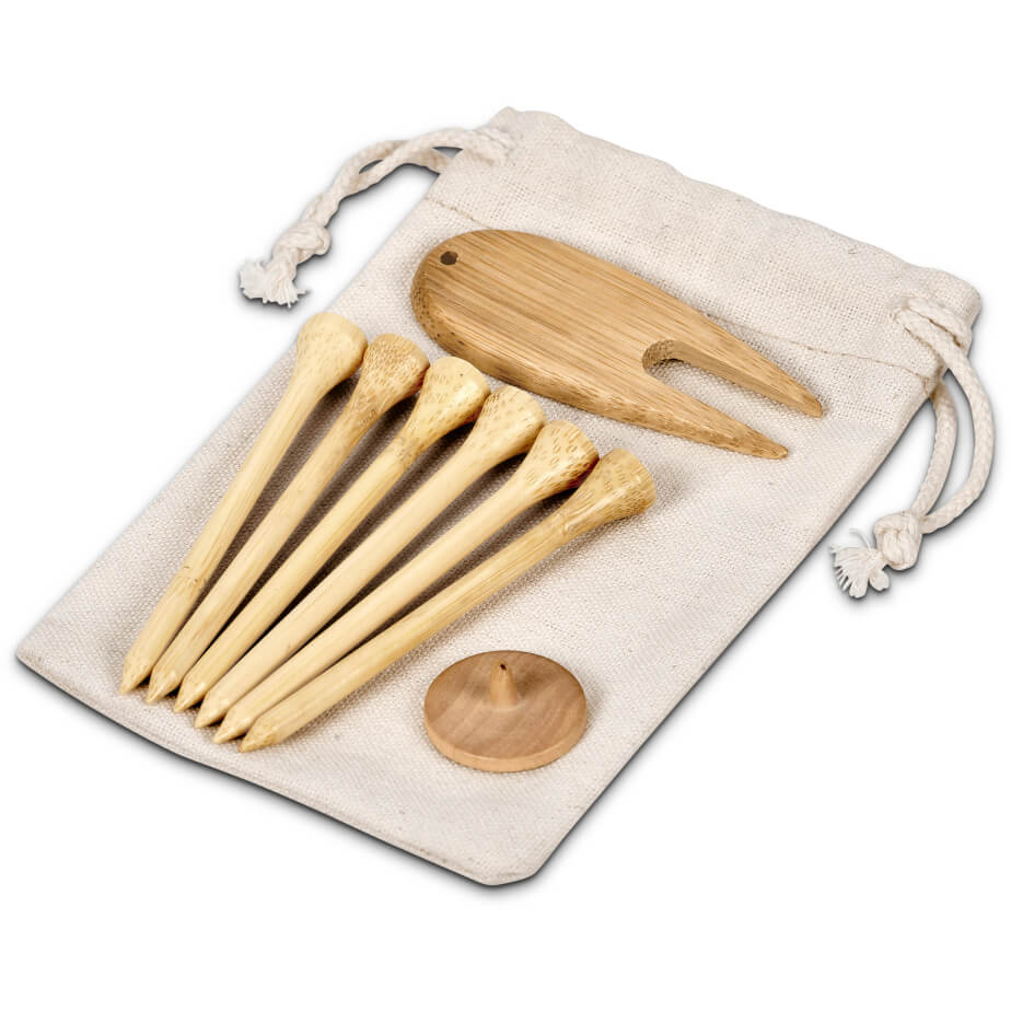 Okiyo Nikko Bamboo Golf Accessories Set Close Up