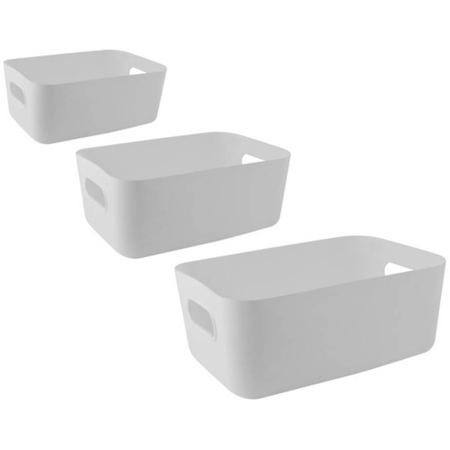 Storage Box 3-Piece Set White Stack