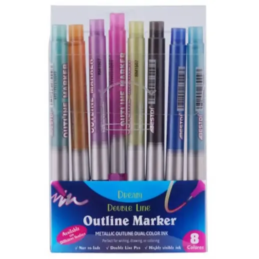 Metallic 8-Piece Outline Marker Front