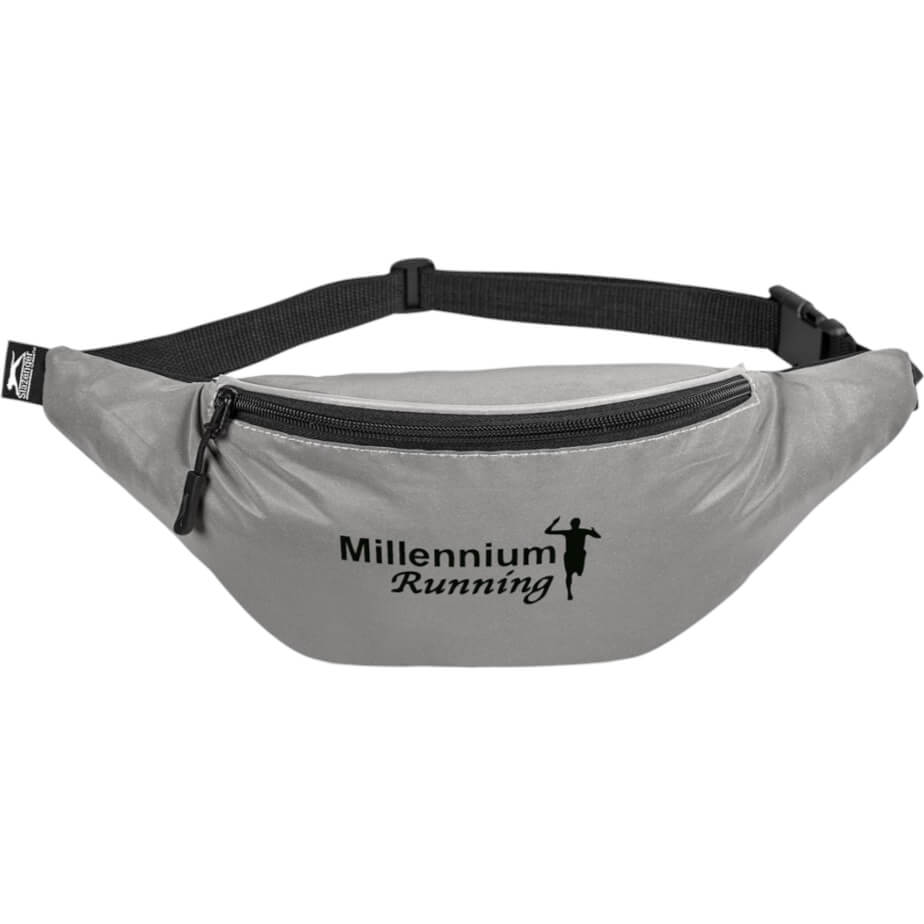 Slazenger Olympia Reflective Waist Bag Grey Front Branded