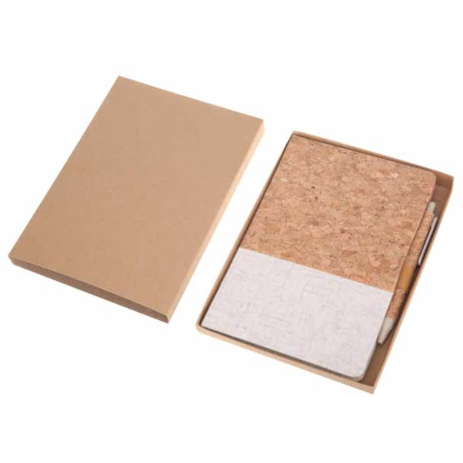 Borsa Eco Neutral Set - A5 Cork Hardcover Notebook & Pen Gift Box