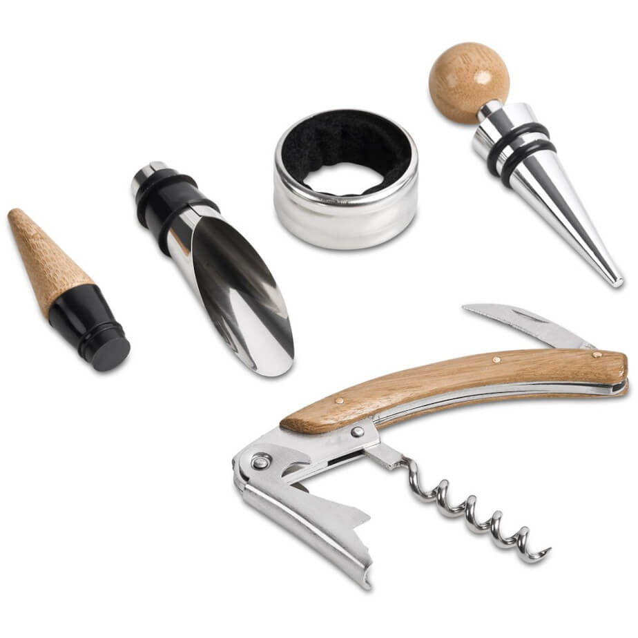 Okiyo Budonoki Bamboo Wine Accessories Set Items