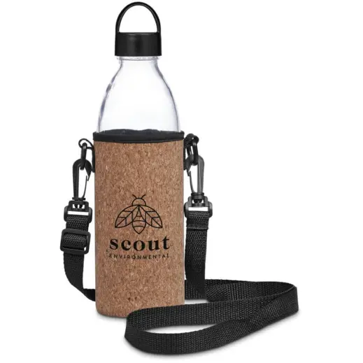 Kooshty Kork Hands-Free Glass Water Bottle Branded