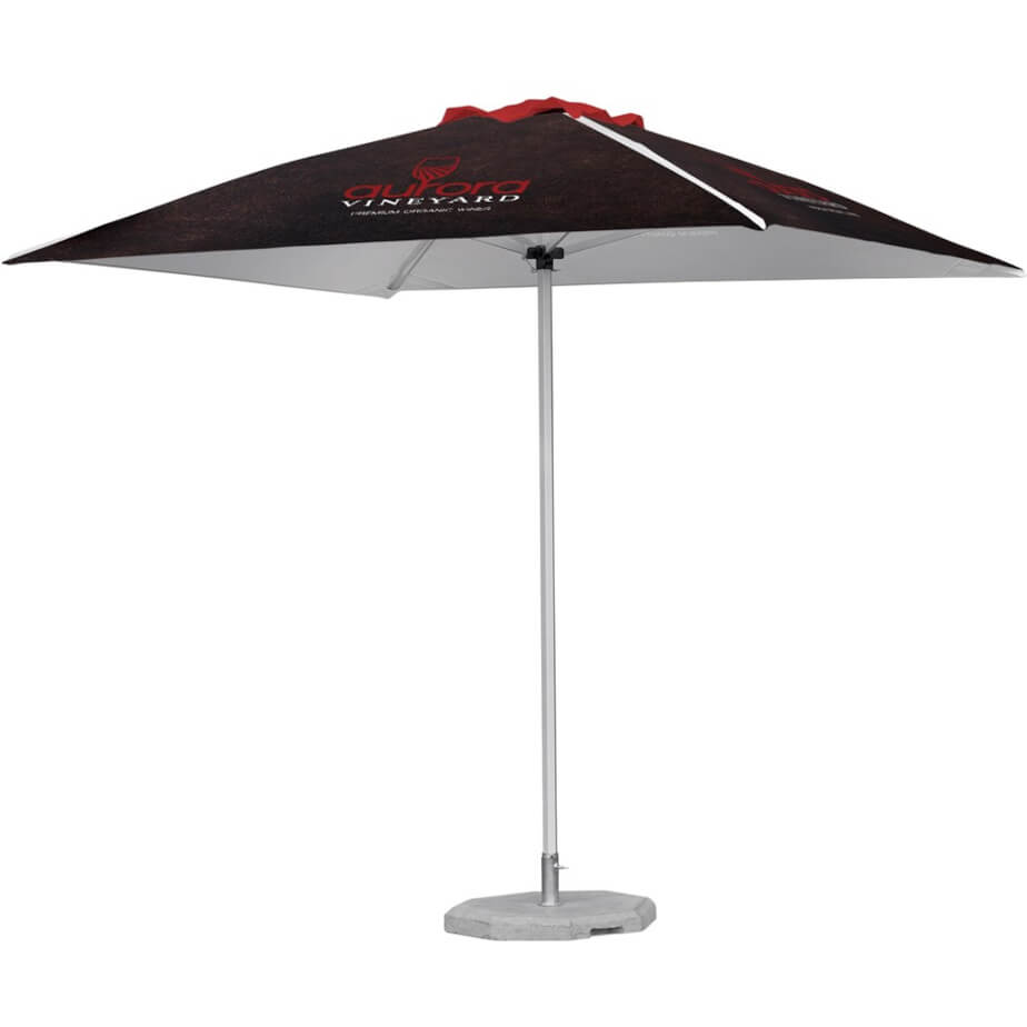 Fade Resistant Parasol Single Pole 2.2m x 2.2m Branded Open