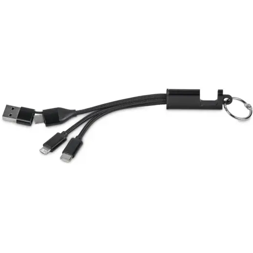 Furban 4-In-1 Charging Cable With Phone Stand Black
