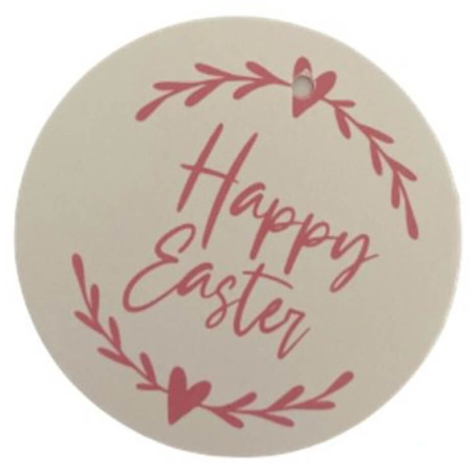 Easter Gift Tag - Pack Of 10 Happy Easter Plain Pink
