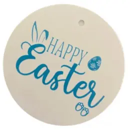 Easter Gift Tag - Pack Of 10 Happy Easter Ears Blue Image
