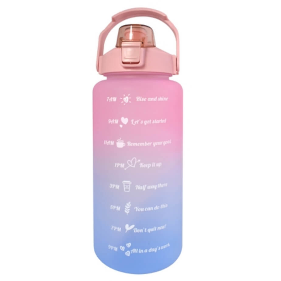 Motivation 2 Litre Water Bottle Pink-Blue Front