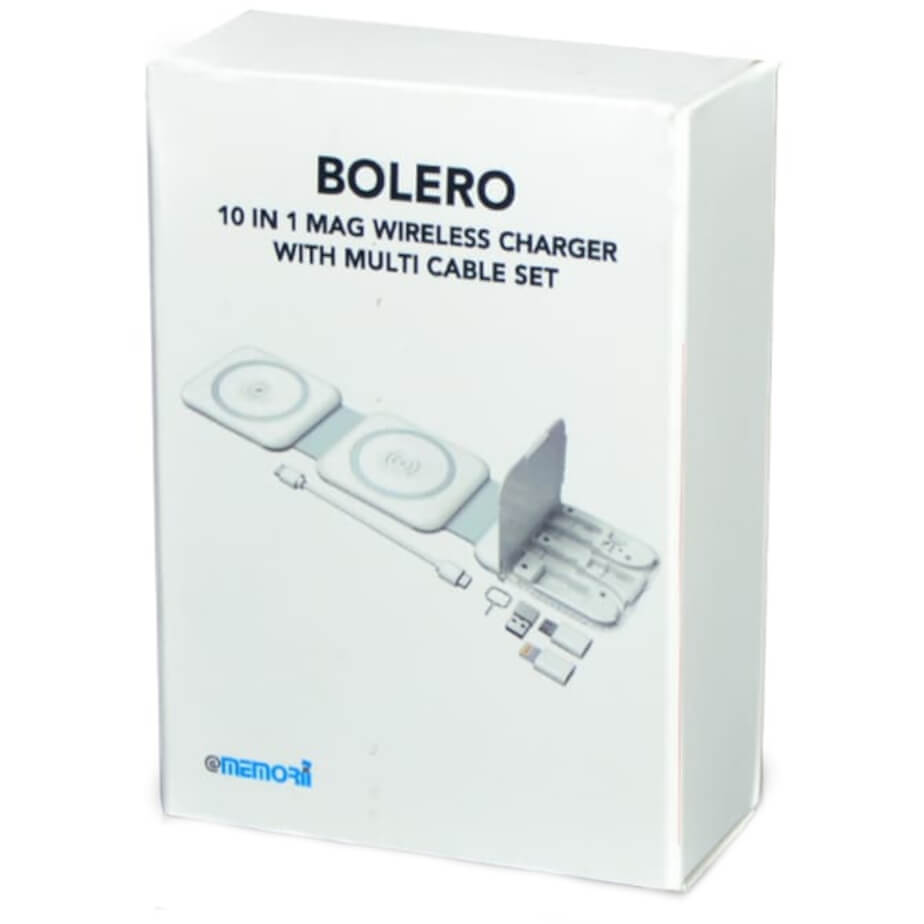 Bolero @memorii 2-in-1 Wireless Charger with Multi Cable Set White Gift Box
