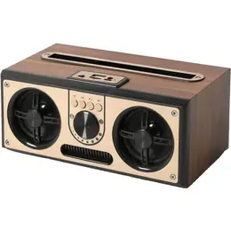 Sevan Giftology Retro Wood 20W Bluetooth Speaker with FM Radio Brown Image