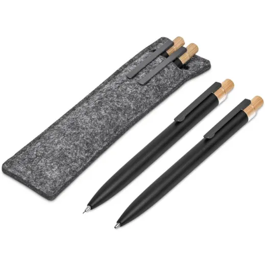 Okiyo Mimo Recycled Aluminum Ball Pen & Pencil Set Black Unbranded