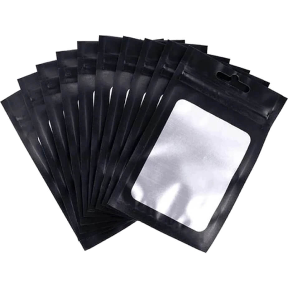 Holographic Mylar Pouch - Pack Of 10 Black