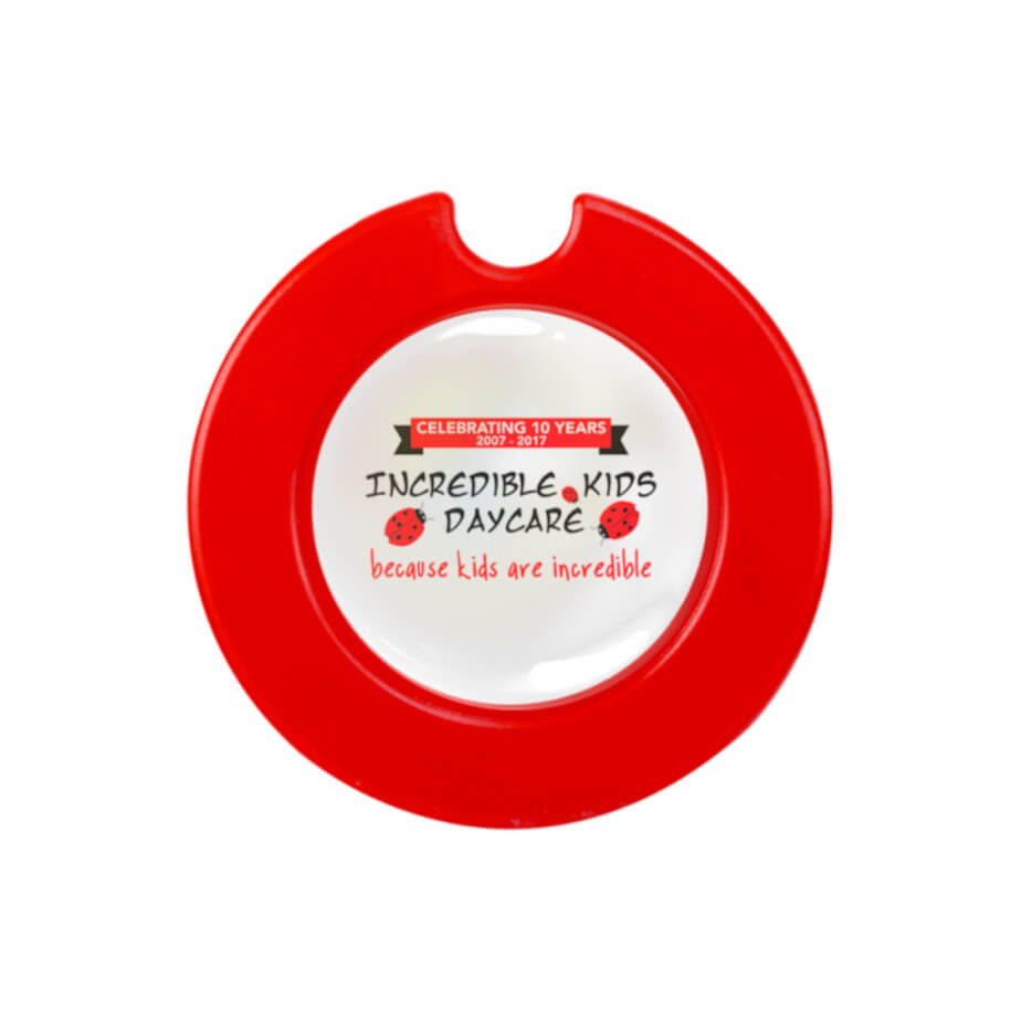 Round License Disc With Domed Sticker - Red