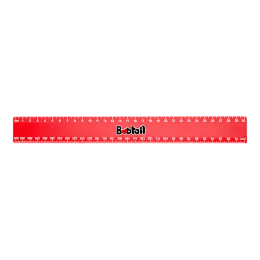 30cm Budget Ruler With Double Sided Calibration - Red