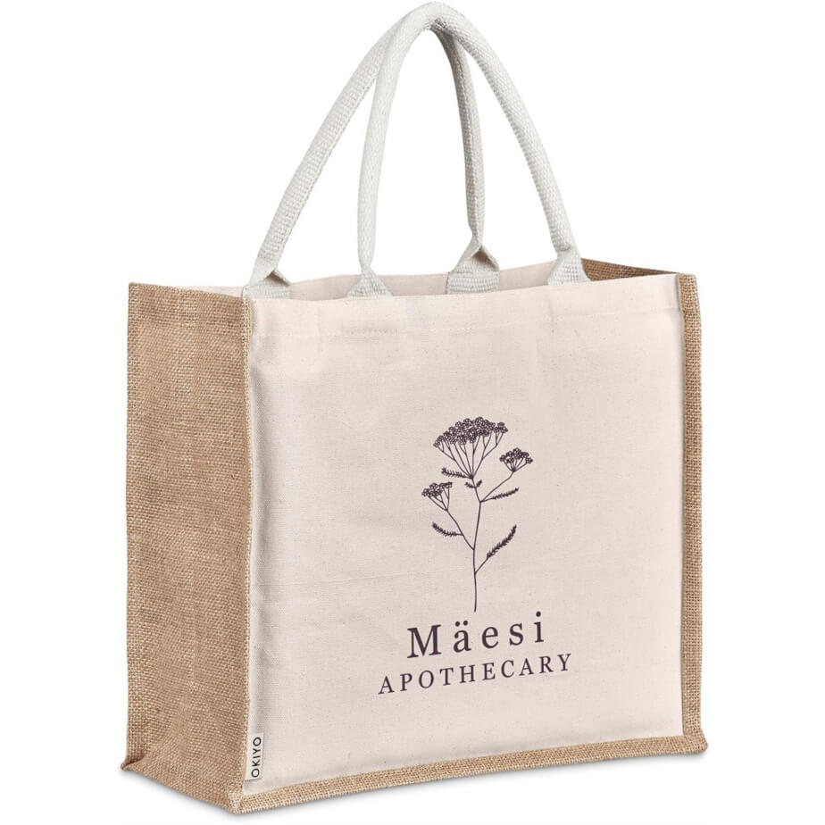 Okiyo Chinsai Maxi Jute & Cotton Tote Branded