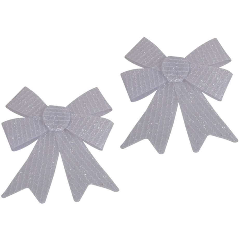 Christmas Silver Glitter Bow - Double Bows