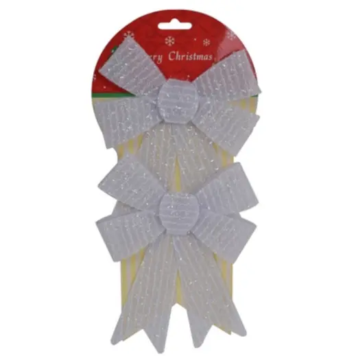 Christmas Silver Glitter Bow - Full Set