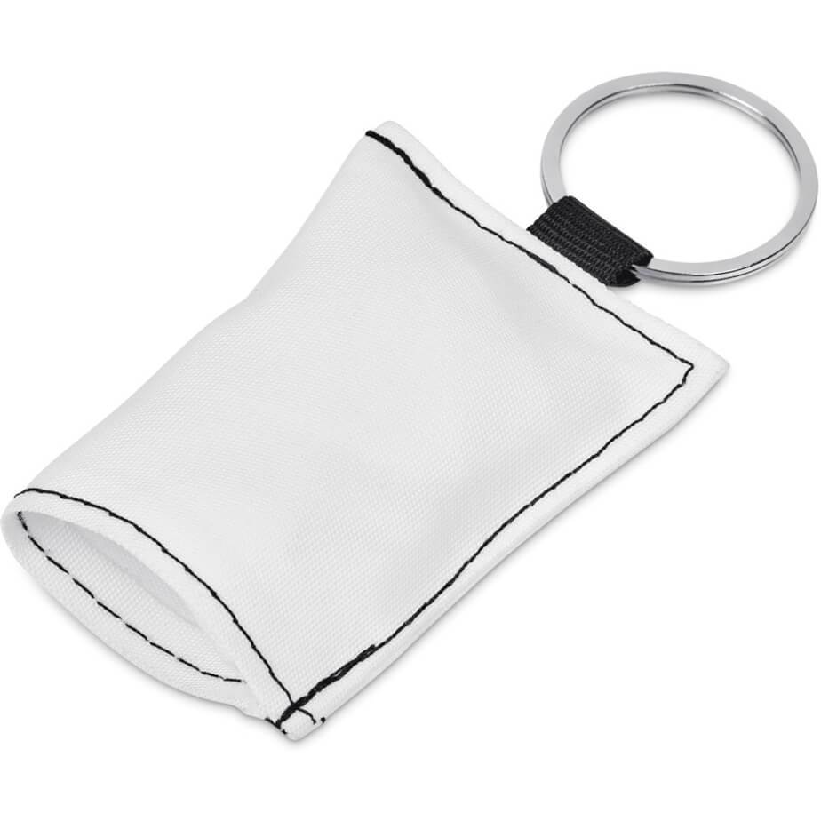 Hoppla Aquila Polyester Keyring Pouch with Cleaning Cloth Solid White Closed