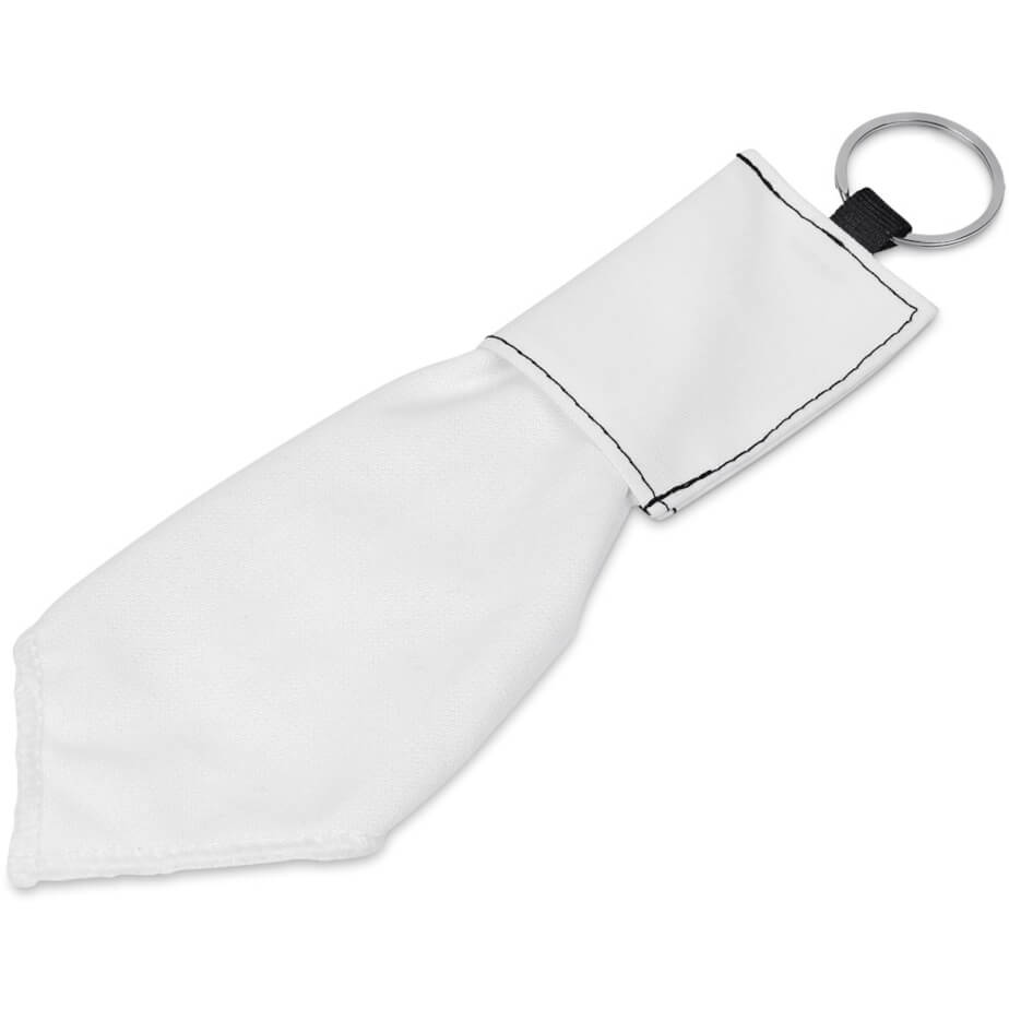Hoppla Aquila Polyester Keyring Pouch with Cleaning Cloth Solid White Open