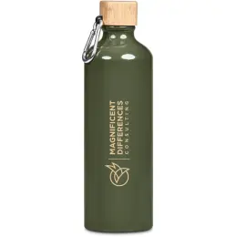 Serendipio Origen Aluminium & Bamboo Water Bottle - Military Green Main Image