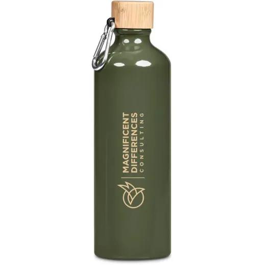 Serendipio Origen Aluminium & Bamboo Water Bottle - Military Green Main