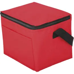 6 Can Cooler with Foil Liner and Pocket Non-Woven Foil Lining Red Image