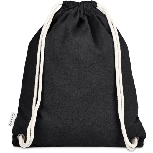 Okiyo Kinchaku Recycled Canvas Drawstring Bag Black