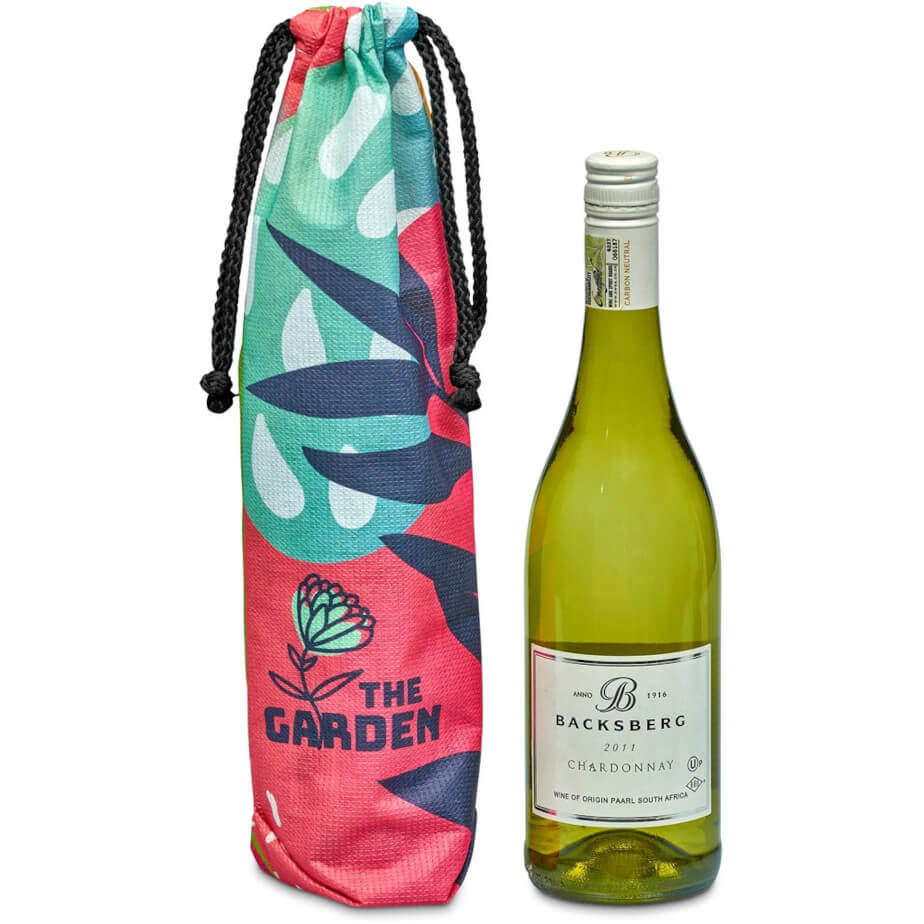 Hoppla Tipsy RPET Wine Bottle Drawcord Bag With Bottle