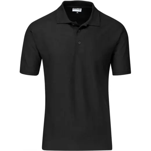 Mens Basic Pique Golf Shirt Black Front