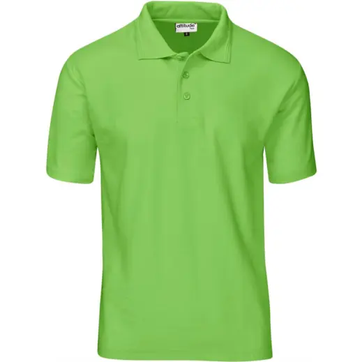 Mens Basic Pique Golf Shirt Lime Green Front