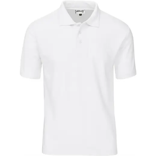 Mens Basic Pique Golf Shirt White Front