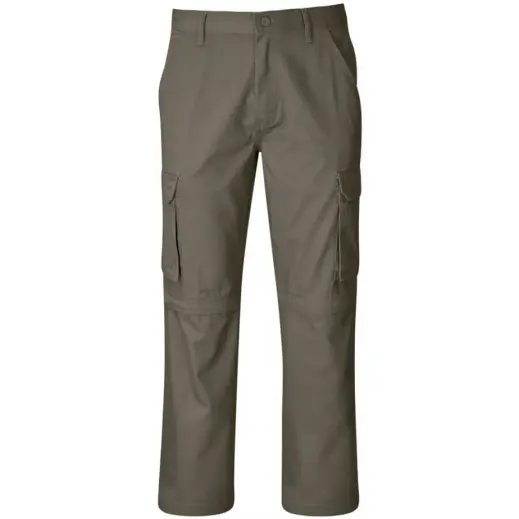Mens Cargo Zip Off Pants Khaki Long Front
