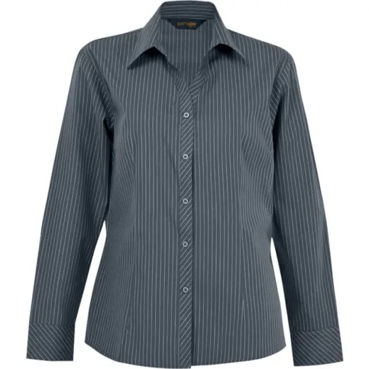 Ladies Quest Long Sleeve Blouse GreyWhite