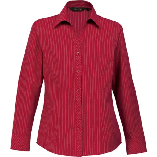 Ladies Quest Long Sleeve Blouse RedWhite