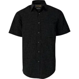 Mens Pioneer Check Lounge Short Sleeve Black Front