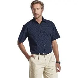 Mens Pioneer Check Lounge Short Sleeve Model Front Image