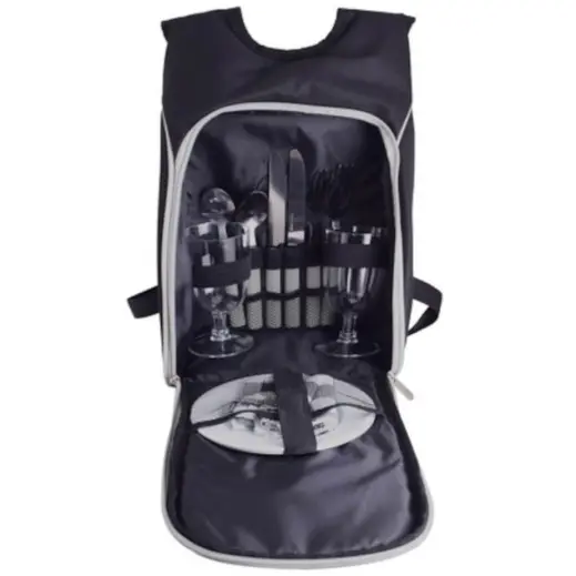 2-Person Cheese and Wine Picnic Backpack Front Open