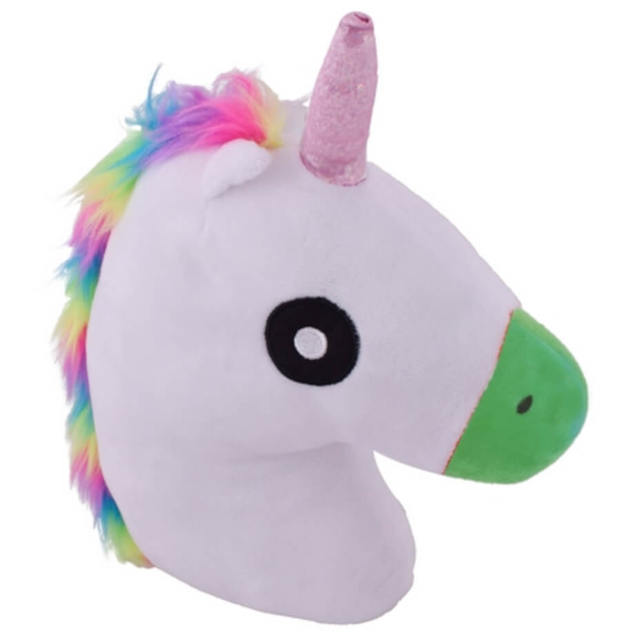 Emoji Cushion - Unicorn Multi-Coloured Side Green
