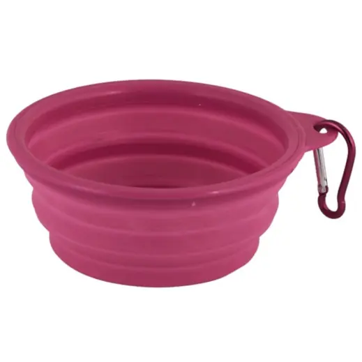 Portable Dog Bowl Pink Open