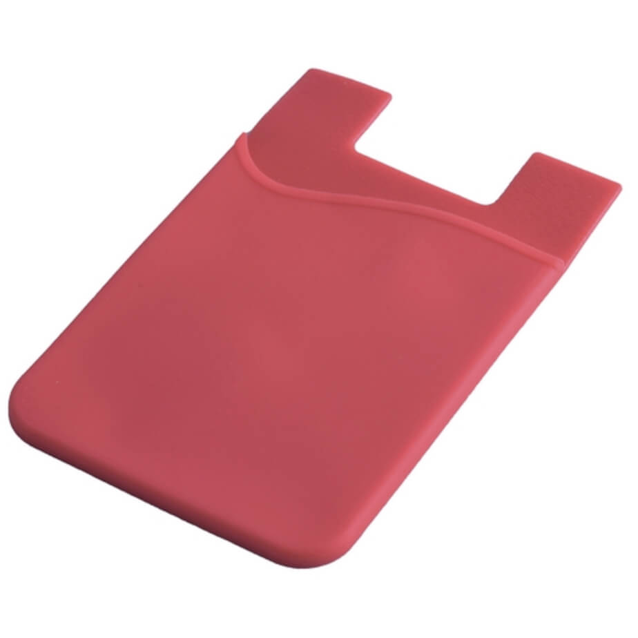 Silicone Cellphone Card Holder Red Pantone 199C