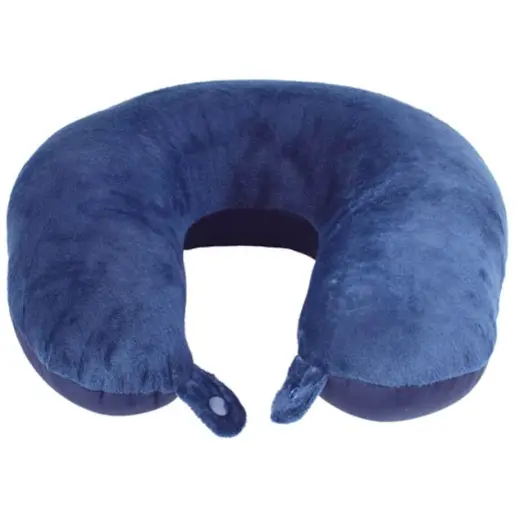 Microbeads Travel Pillow Blue Button