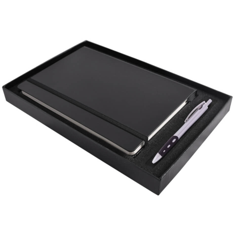 Flexi Notebook & Pen Set Black-White New