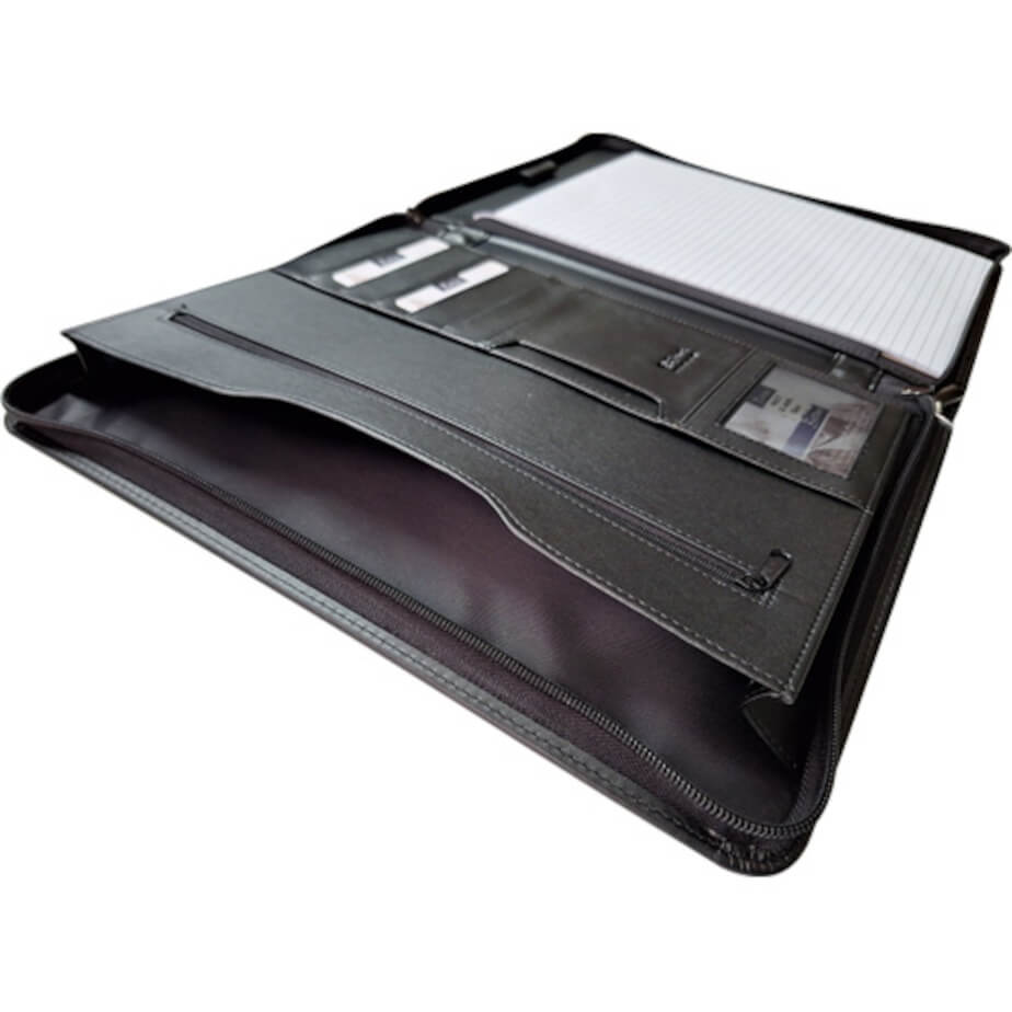 A4 Ascot Leather Zip Around Executive Folio Inner Pocket
