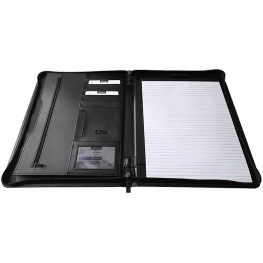 A4 Ascot Leather Zip Around Executive Folio Open Flat