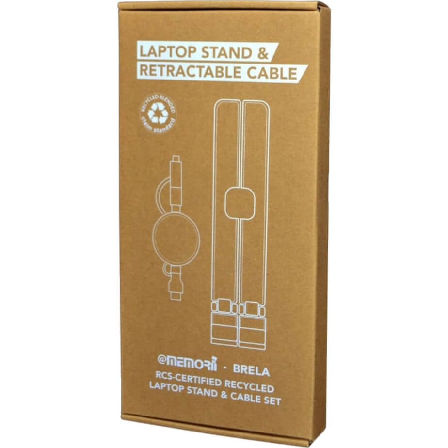 Brela @memorii Recycled Laptop Stand & Retractable Cable Set Gift Box Front