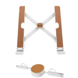 Brela @memorii Recycled Laptop Stand & Retractable Cable Set White Display Image